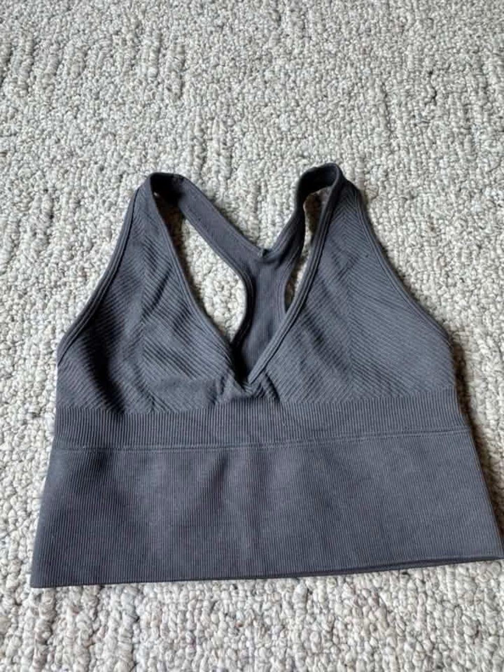 Gilly Hicks Seamless Ribbed Racerback Bralette - Charcoal Size XS